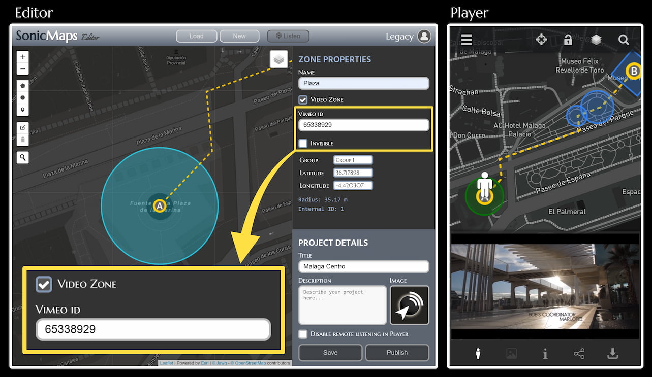 SonicMaps Vimeo integration for combined audio and video experiences